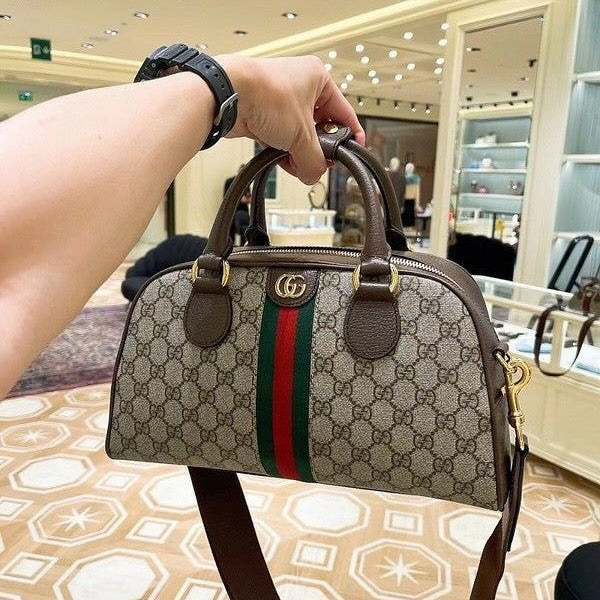 Gucci GG Ophidia Handle Bowling Premium Quality Bag Brown With Dust Bag
